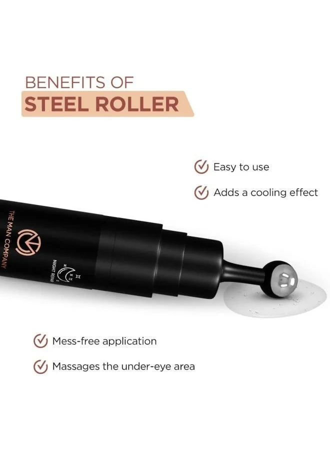 The Man Company  Under Eye Gel With Cooling Massage Roller For Dark Circles, Fine Lines & Puffy Eyes with Caffeine & Hyaluronic Acid – 15gm for Men | Best Price UAE