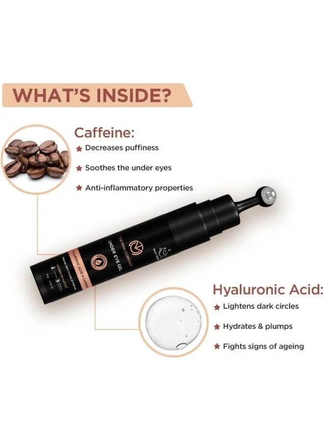 The Man Company  Under Eye Gel With Cooling Massage Roller For Dark Circles, Fine Lines & Puffy Eyes with Caffeine & Hyaluronic Acid – 15gm for Men | Best Price UAE