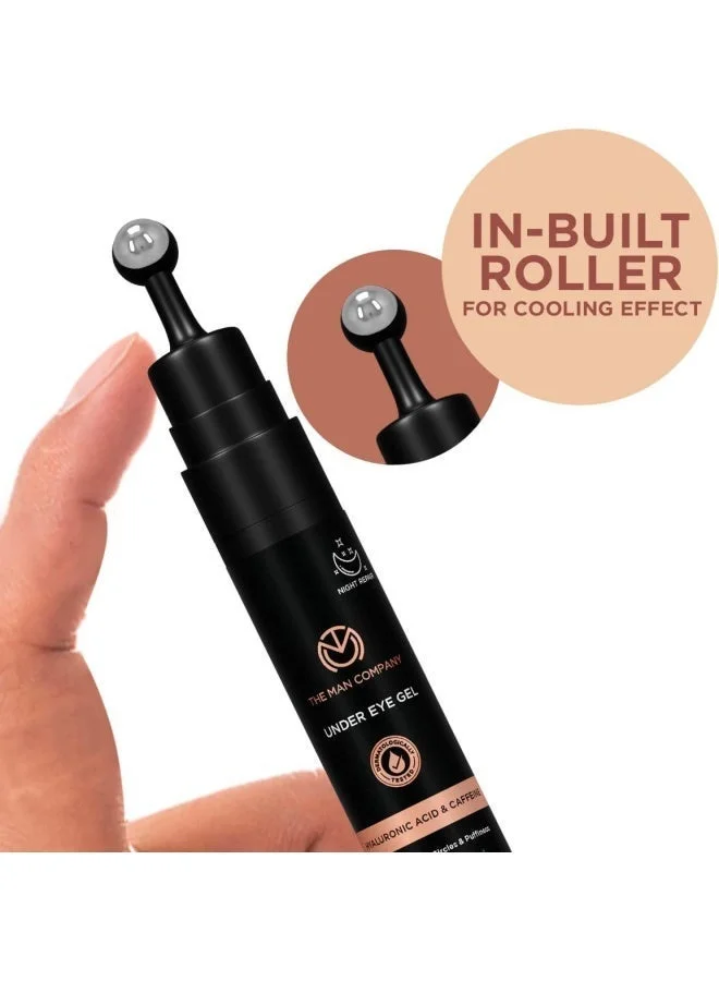 The Man Company  Under Eye Gel With Cooling Massage Roller For Dark Circles, Fine Lines & Puffy Eyes with Caffeine & Hyaluronic Acid – 15gm for Men | Best Price UAE