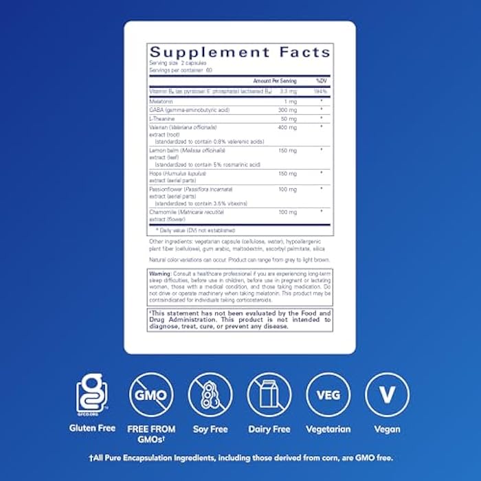 Pure Encapsulations صيغة بيور إنكابسوليشنز بيست-ريست - تدعم النوم المريح - للاسترخاء - مكمل نوم مريح - غير معدل وراثيًا ونباتي - 120 كبسولة - Image 2