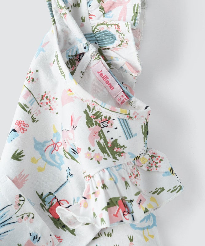 JELLIENE GIRLS AOP PRINT RUFFLE SLEEVE TOP - Image 4