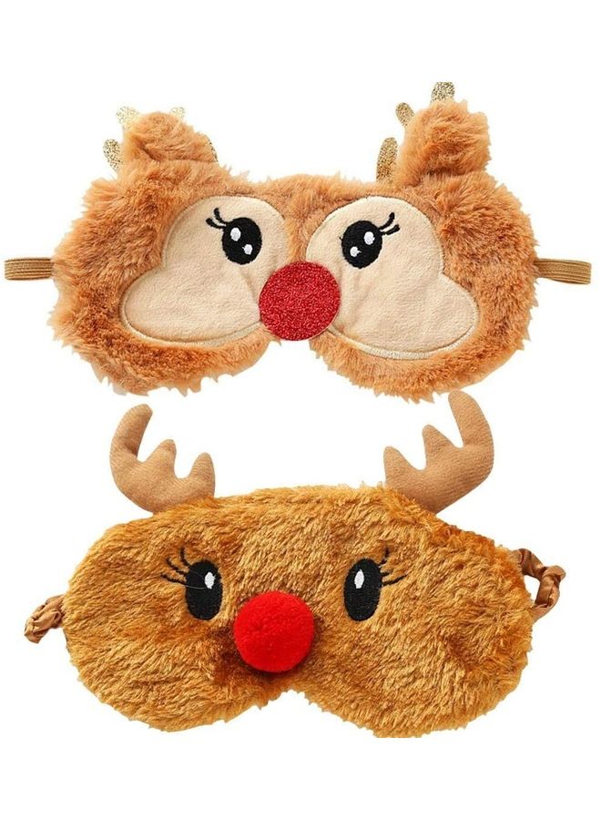 NIBEMINENT 2-Piece Cute Cartoon Plush Eye Sleeping Mask 18 x 8cm - Image 1