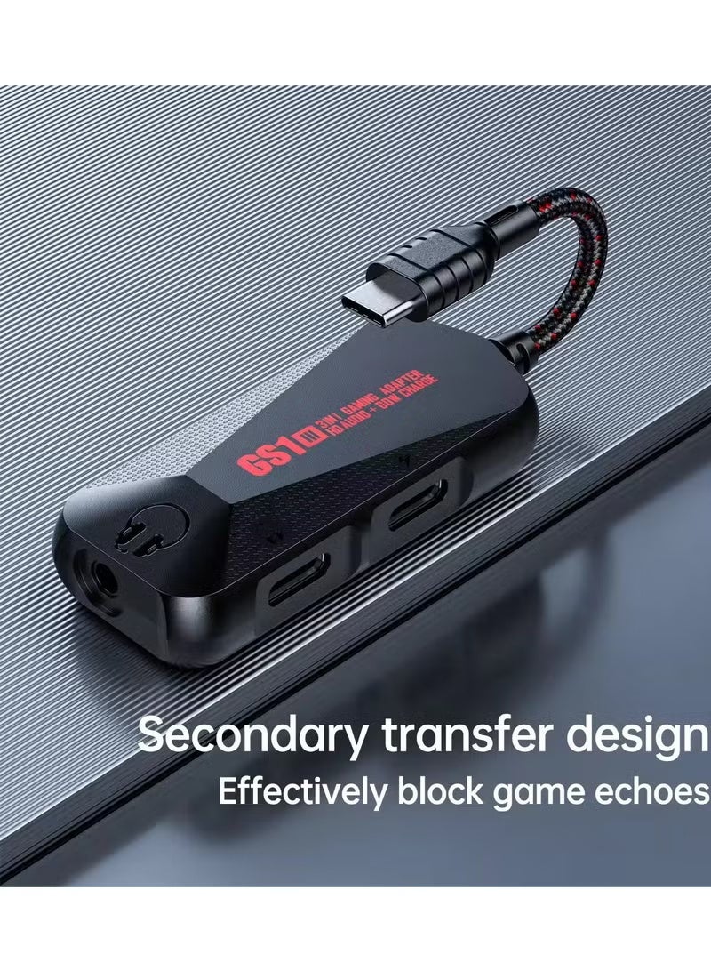 بليكستون Plextone GS1 Type-C Adapter 2 Type-C Inputs and 3.5 Input with 60W Power and 24-bit Audio Technology - Image 5
