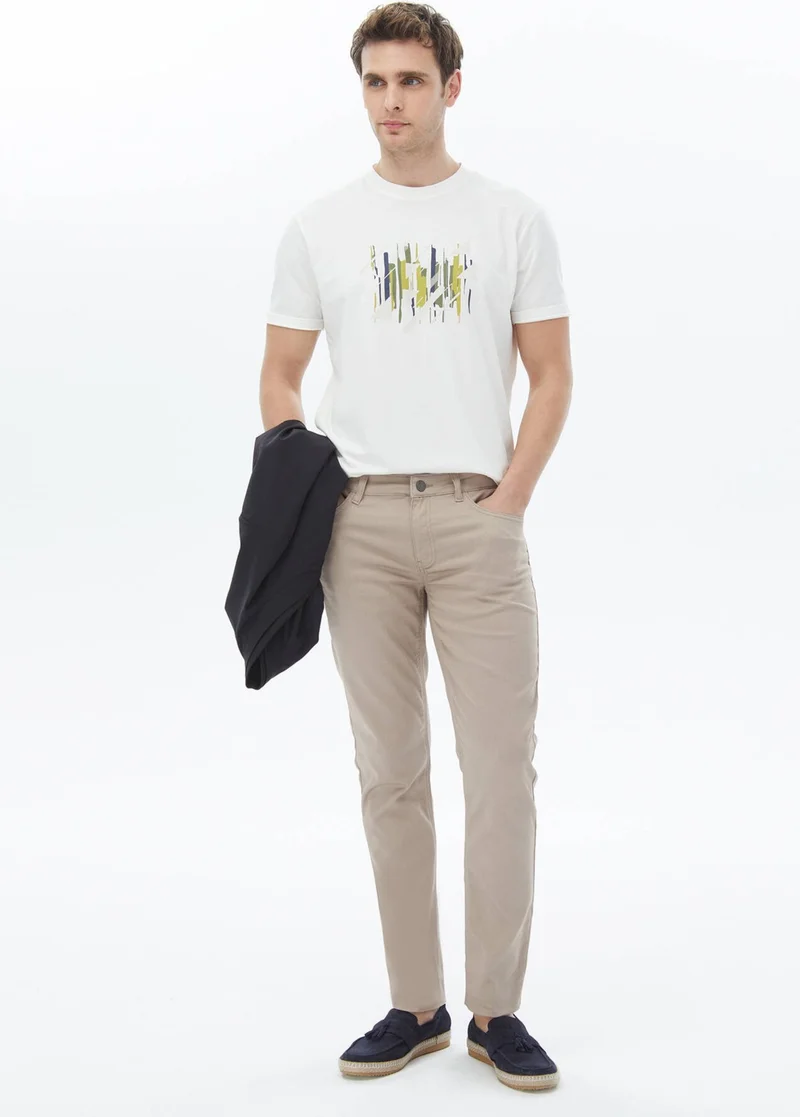 Kip Mink Woven Slim Fit Casual Cotton Blend Trousers