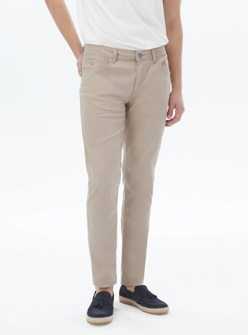 Kip Mink Woven Slim Fit Casual Cotton Blend Trousers