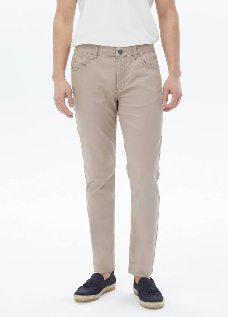 Kip Mink Woven Slim Fit Casual Cotton Blend Trousers