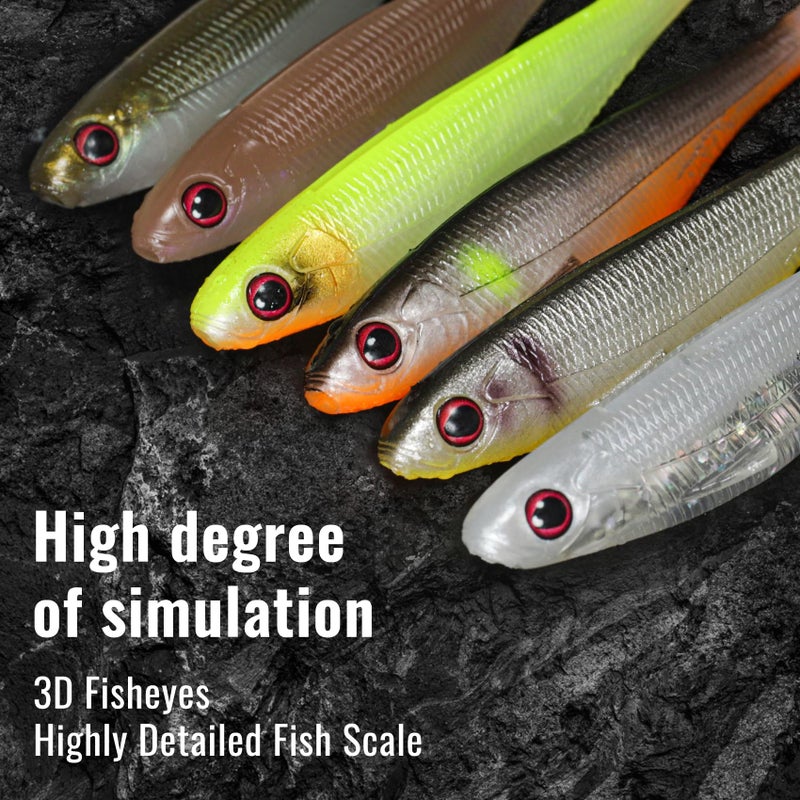 TRUSCEND 12 PCS Fishing Lures for Bass Trout Crappie Versatile Paddle Tail Swimbaits Superb Soft Plastic Fishing Baits Freshwater Saltwater Bass Walleye Lure Fishing Gifts for Men - Image 3