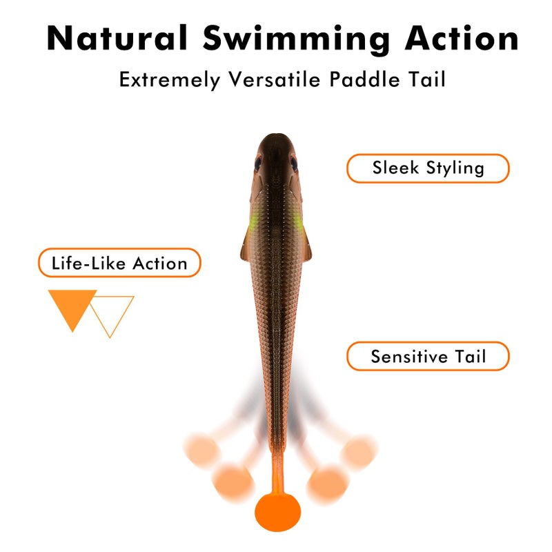 TRUSCEND 12 PCS Fishing Lures for Bass Trout Crappie Versatile Paddle Tail Swimbaits Superb Soft Plastic Fishing Baits Freshwater Saltwater Bass Walleye Lure Fishing Gifts for Men - Image 5