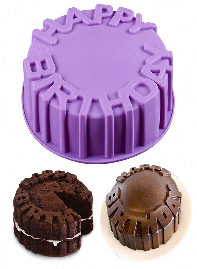 Flipco Happy Birthday Cake Mold Silicone Cake Mold Big Round Shape Cake molds Happy Birthday Letter Mould for Cakes Jelly Mold Bread Pastry Baking Mold - Image 2