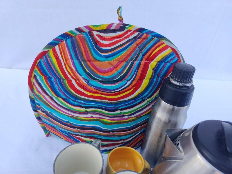 Malan Bai Mandala Tea Cozy Cover Hand Block Winter Tea Cozy Cotton Tea Kettle Warmer Pot Cover Hot Coffee Cover Handamde Kitchen Décor Brand: Malan Bai (Pattern 25) - Image 1