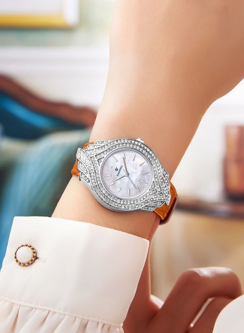 ماكسويل ساعة يد نسائية ماكسويل جلد بتصميم كلاسيكي فان كليف