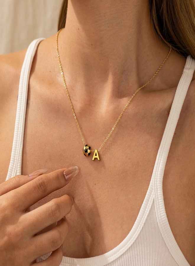 AULSIEY Soccer Necklace Gifts for Teens Women, Soccer Stuff Favors Initial A Necklace Pendant Chain Sport Necklaces Birthday Christmas Valentine Day Jewelry Gifts for Team Coach Player Mom Fans Lovers (A) - Image 2
