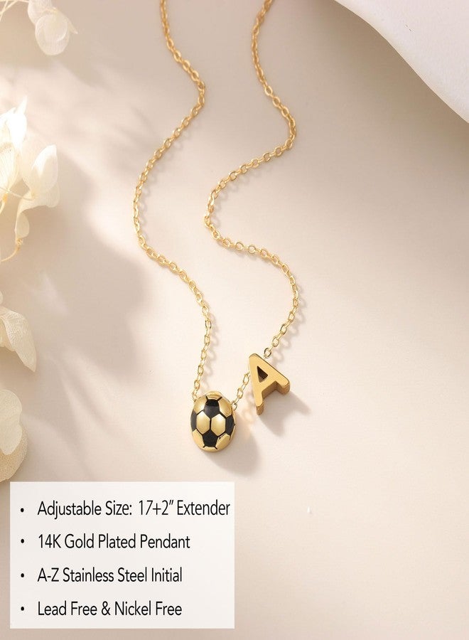 AULSIEY Soccer Necklace Gifts for Teens Women, Soccer Stuff Favors Initial A Necklace Pendant Chain Sport Necklaces Birthday Christmas Valentine Day Jewelry Gifts for Team Coach Player Mom Fans Lovers (A) - Image 3
