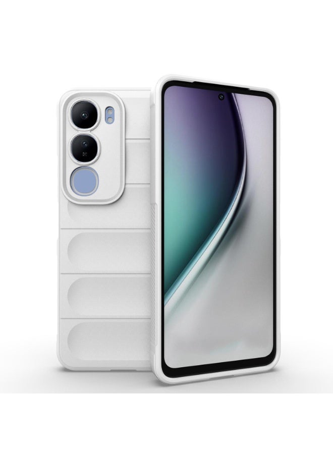 جراب خلفي من السيليكون عالي الجودة متوافق مع هاتف Vivo Y19s/Y29 5G، جراب Magic Shield المقاوم للصدمات مع حماية للكاميرا (أبيض) - Image 1