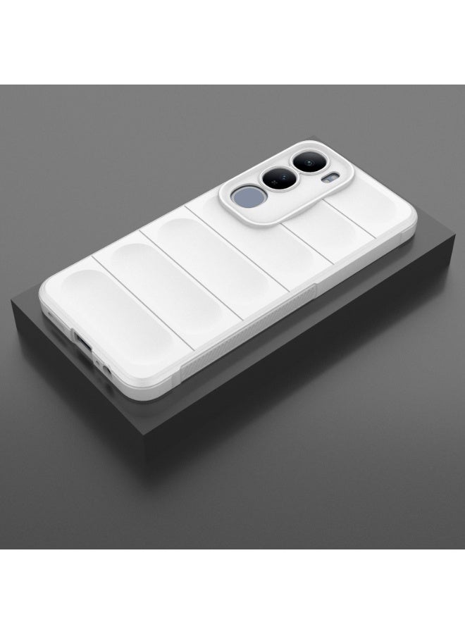 جراب خلفي من السيليكون عالي الجودة متوافق مع هاتف Vivo Y19s/Y29 5G، جراب Magic Shield المقاوم للصدمات مع حماية للكاميرا (أبيض) - Image 3