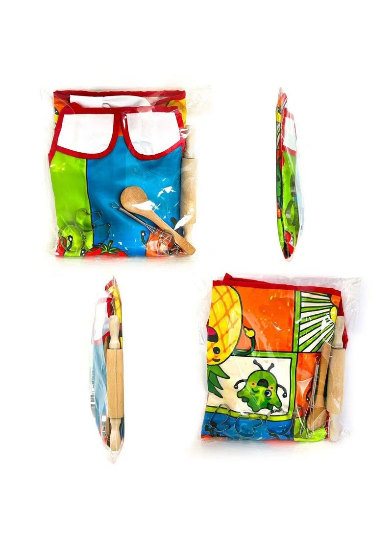 11-piece Cartoon Kids' Kitchen Cooking Play With Apron And Chef Hat Set, Chef uniform for kids, pretend play set - Image 4