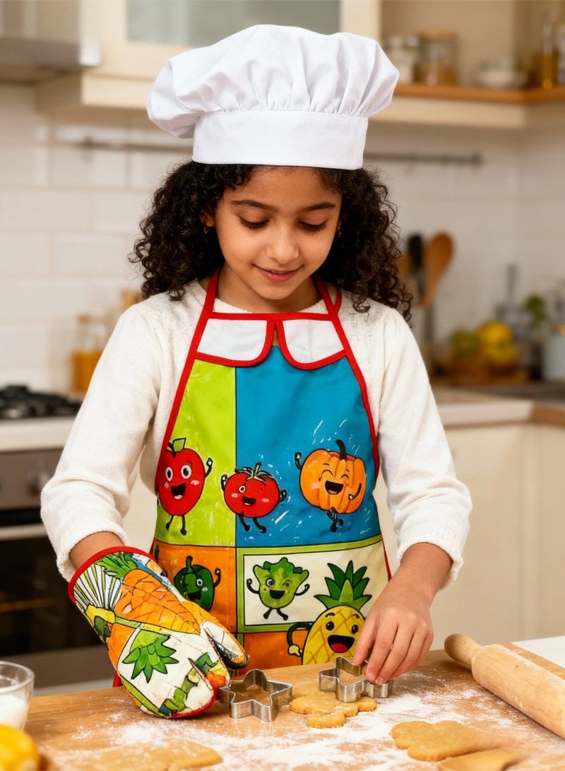 11-piece Cartoon Kids' Kitchen Cooking Play With Apron And Chef Hat Set, Chef uniform for kids, pretend play set - Image 1