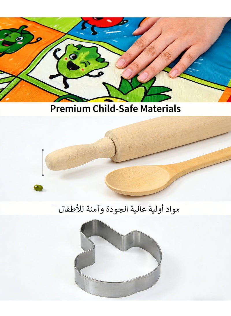 Kids Chef Costume Set 11-in-1 Pretend Play Cooking Apron with Hat, Mitts, Kitchen Toys for Children,Educational Gift for Birthday,  Home Cooking Role Play,Ramadan & Eid - Image 3