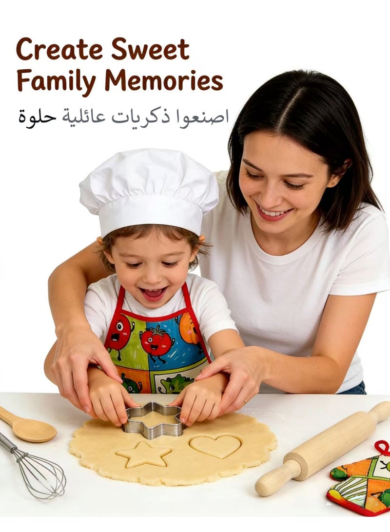 Kids Chef Costume Set 11-in-1 Pretend Play Cooking Apron with Hat, Mitts, Kitchen Toys for Children,Educational Gift for Birthday,  Home Cooking Role Play,Ramadan & Eid - Image 4