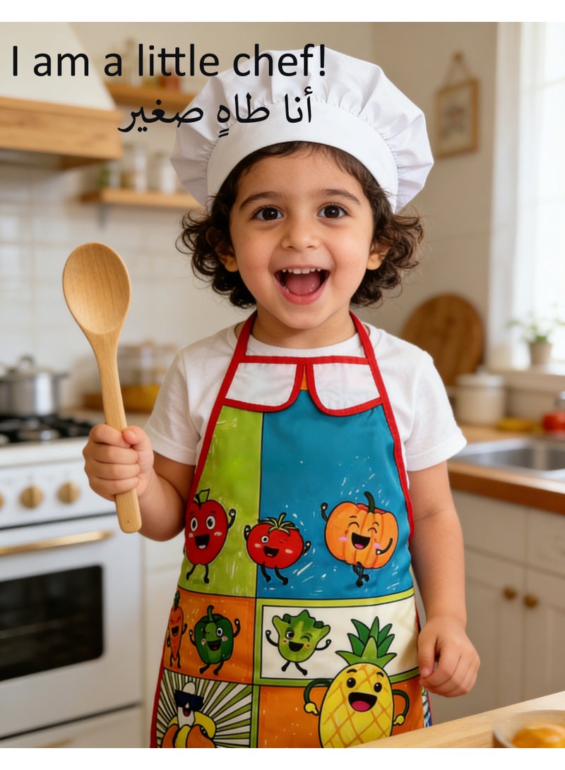 Kids Chef Costume Set 11-in-1 Pretend Play Cooking Apron with Hat, Mitts, Kitchen Toys for Children,Educational Gift for Birthday,  Home Cooking Role Play,Ramadan & Eid - Image 1