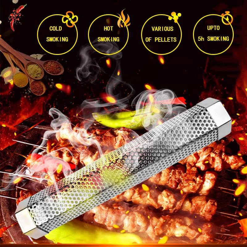 LOVEERCT Smoke Tube for Pellet Smoker 12" - 5 Hours of Billowing Smoke - Hot/Cold Smoking - for Any Grill & Smoker - Premium Stainless Steel BBQ Smoking Tube, Includes Bonus Cleaning, Basting Brush & S-Hook - Image 4