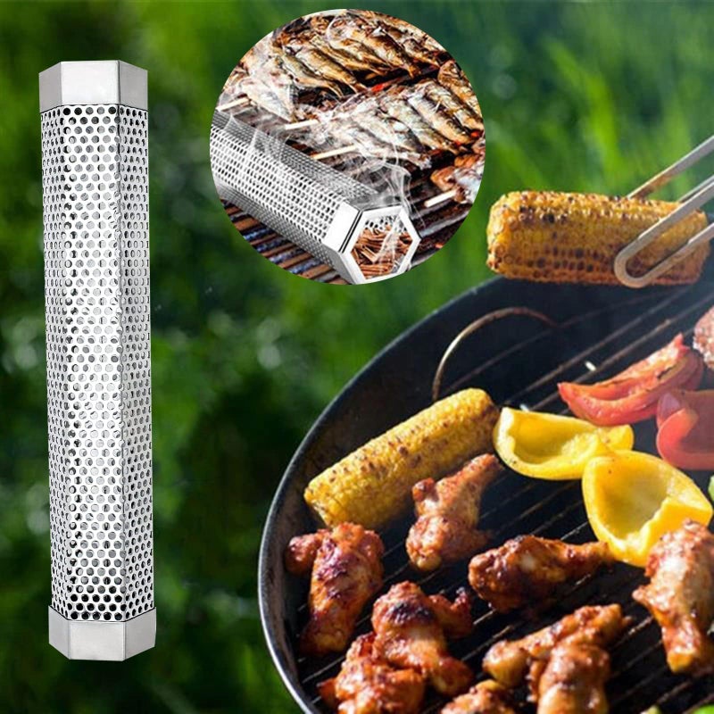 LOVEERCT Smoke Tube for Pellet Smoker 12" - 5 Hours of Billowing Smoke - Hot/Cold Smoking - for Any Grill & Smoker - Premium Stainless Steel BBQ Smoking Tube, Includes Bonus Cleaning, Basting Brush & S-Hook - Image 5