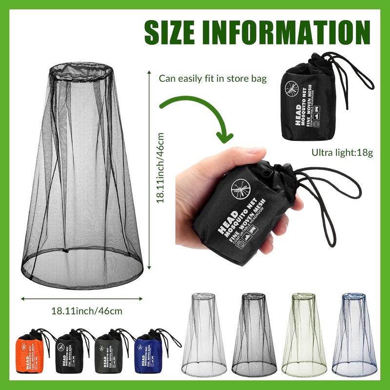 Hestya 4 Pack Mosquito Net Face Mesh Protecting Net for Outdoor Hiking Camping Climbing Mosquito Fly Insects Preventing(Stylish Colors) - Image 3