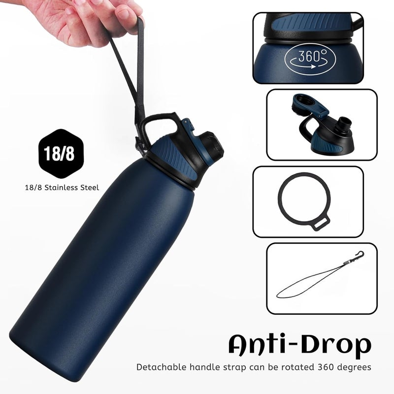 FjBottle Stainless Steel Water Bottle With Magnetic Lid - 600ml/800ml/1L/1.5L BPA Free Insulated Sports Bottle for Hot&Cold Drinks - Vacuum Flask Leak-Proof for Gym, Work, Travel - Image 3