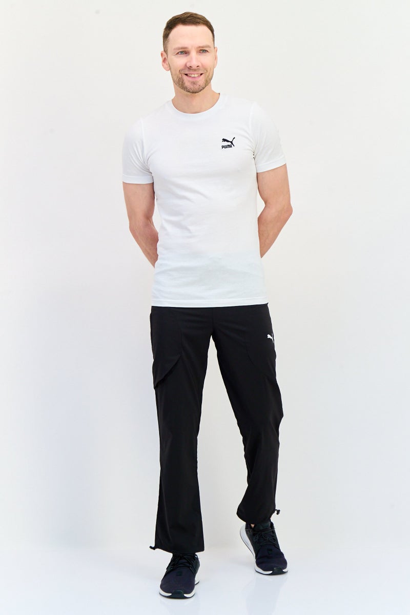 PUMA سروال رياضي للرجال بتصميم لائق بشعار العلامة التجارية، أسود - Image 4