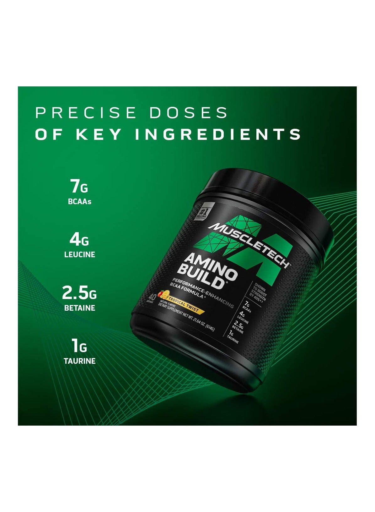 MuscleTech Amino Build Strawberry Watermelon BCAA Powder 59