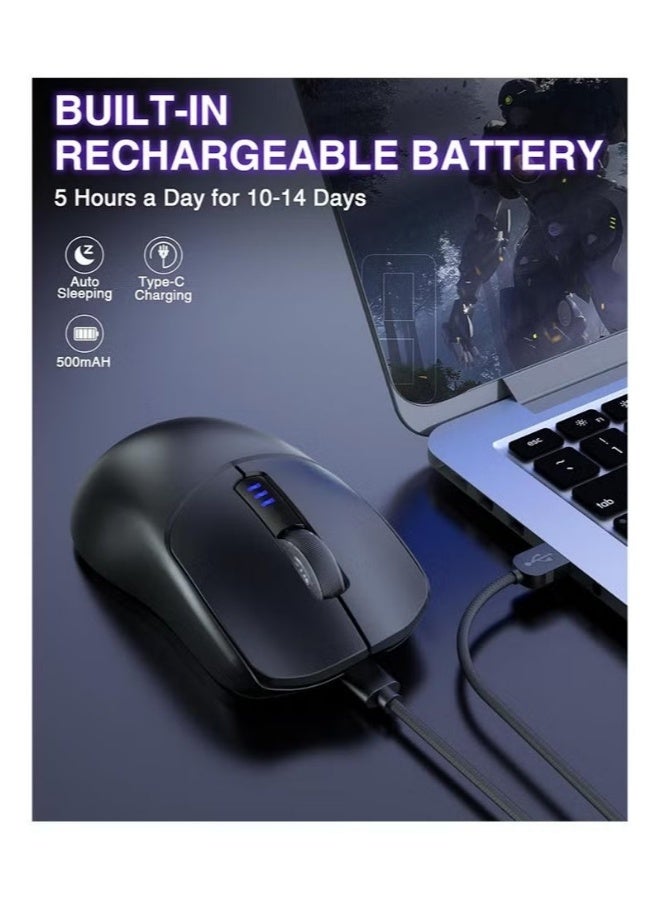 أولا ماوس أULA SC580 لاسلكي للألعاب، ماوس لاسلكي بثلاثة أنماط 2.4 جيجا/بلوتوث 5.0/USB-C، ماوس لاسلكي قابل لإعادة الشحن بدقة 12000 دبوس، مع 6 أزرار قابلة للبرمجة، ماوس حاسوب مريح للحاسوب المحمول/الحاسوب الشخصي/ماك/التابلت - Image 4
