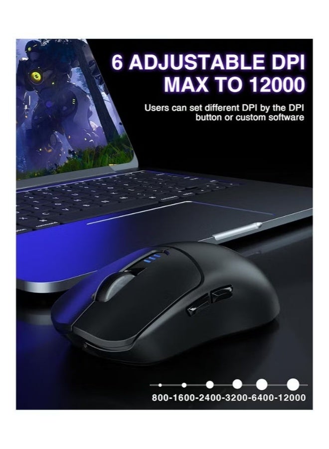 أولا ماوس أULA SC580 لاسلكي للألعاب، ماوس لاسلكي بثلاثة أنماط 2.4 جيجا/بلوتوث 5.0/USB-C، ماوس لاسلكي قابل لإعادة الشحن بدقة 12000 دبوس، مع 6 أزرار قابلة للبرمجة، ماوس حاسوب مريح للحاسوب المحمول/الحاسوب الشخصي/ماك/التابلت - Image 3