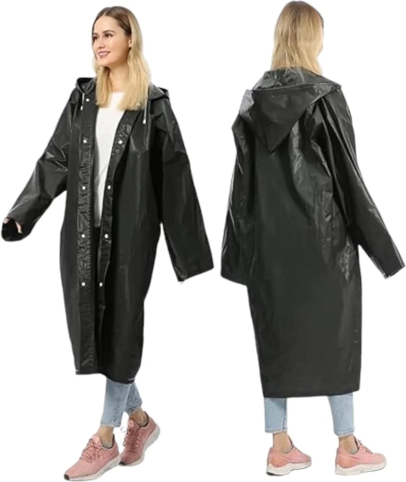 Tezzgelsin Women's Windproof Hooded Raincoat Eva Raincoat