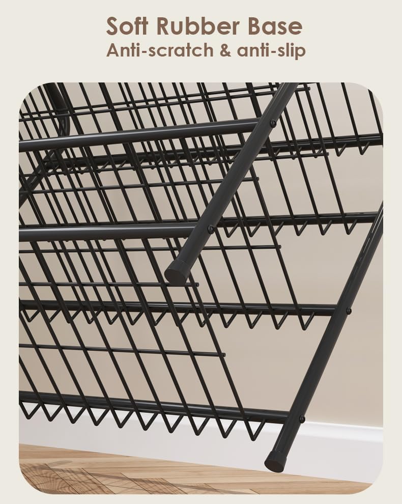 TARKAN Durable Steel Shoe Rack Storage Organiser with Slanted Shelves, Black (4 Tier) - Image 2