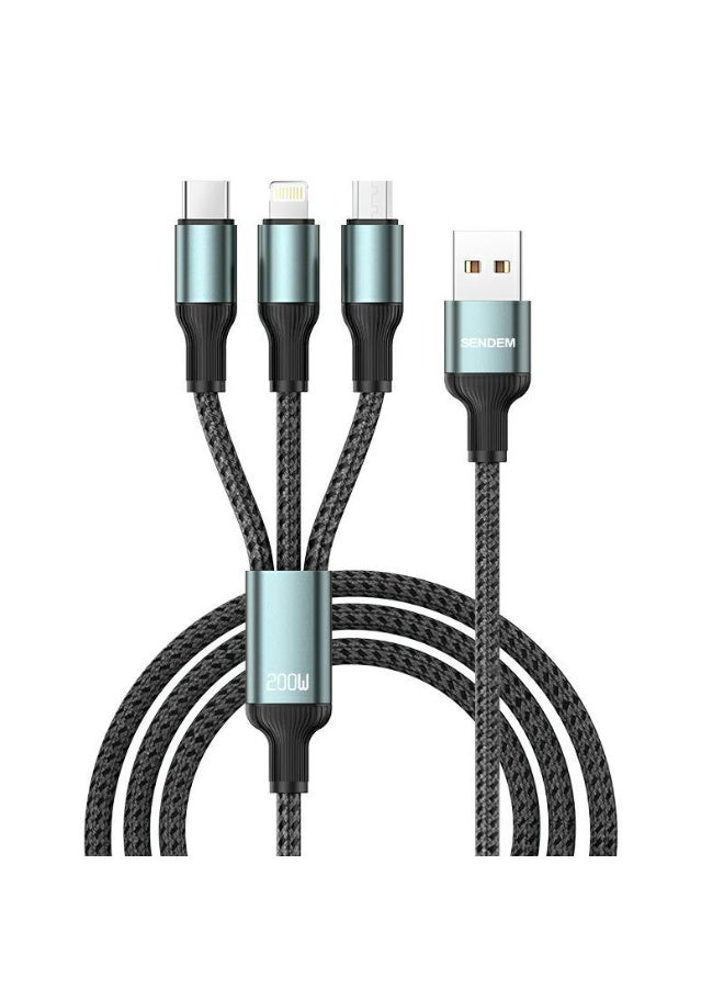 سيندم M51 كابل 3 في 1 للشحن السريع ونقل البيانات منفذ من النوع سي ، منفذ مايكرو ، منفذ لايتنينج بقوة 6 أمبير، كابل مضفر لمتانة أطول - Image 3