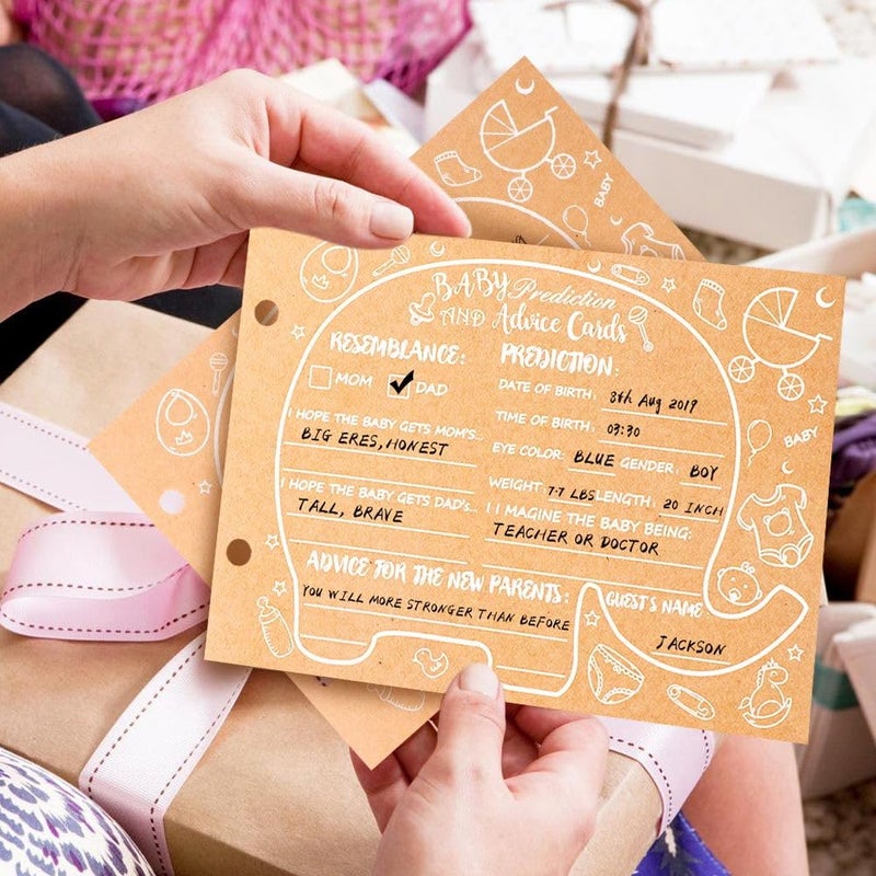 OurWarm 40Pcs Baby Shower Advice Cards, Baby Predictions and Advice Cards, Baby Shower Guest Book Girl Boy, Advice for New Parents Baby Shower - Image 4