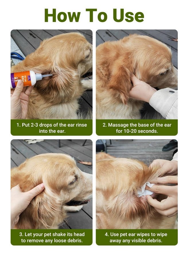 GJYC PET GJYC PET Dog Ear Cleaner-Ear Rinse & 100pcs Dog Ear Wipes & 30 Cotton Swabs Dog Ear Inflammation Therapy for Itch Relief, Soothe Ear Inflammation, Removes Wax, Odor  - Image 4