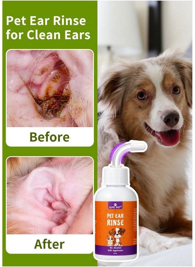 GJYC PET GJYC PET Dog Ear Cleaner-Ear Rinse & 100pcs Dog Ear Wipes & 30 Cotton Swabs Dog Ear Inflammation Therapy for Itch Relief, Soothe Ear Inflammation, Removes Wax, Odor  - Image 2