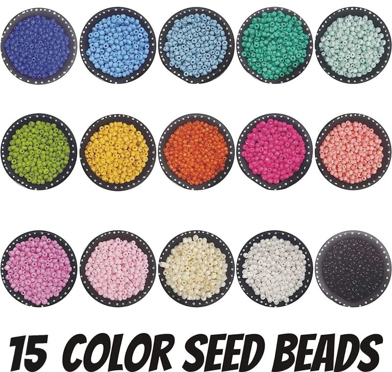 INDIKONB 7500 pc Opaque Seed Beads 8/0 3 mm for Jewellery Making Material for Earring, Necklace, Bracelet Jewelry Making Set for Girls and Women- Opaque and Neon Small Multicolor Beads | SB # OM 1 - Image 5