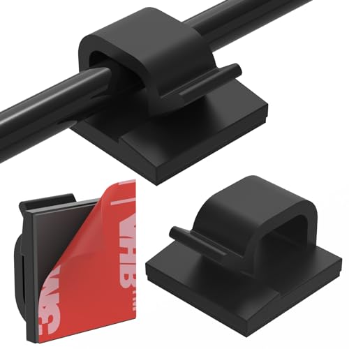 Yocice Cable Clips 40pcs with Strong Adhesive Tapes,Wire Holder Organizer Cord Management for Car, Office and Home (Black- CC05(40PCS)) - Image 1