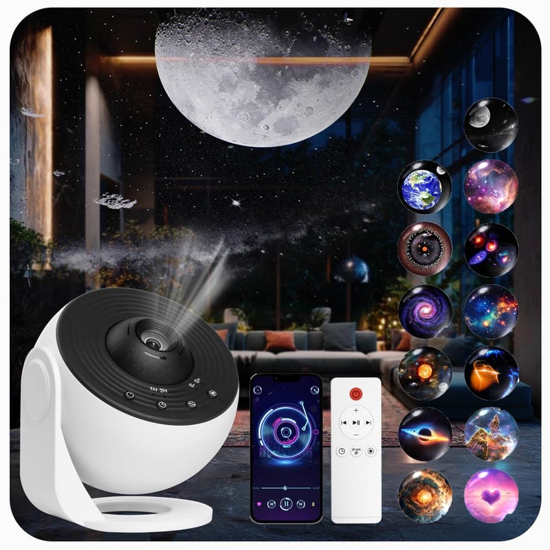 Ysonla Galaxy Projector for Bedroom Pro Version, HD 12 in 1 Film Discs Star Projector Galaxy Light, Planetarium Projector with Timer, White Noise, 360 Â° Rotation, Bluetooth, Remote Control - Image 1
