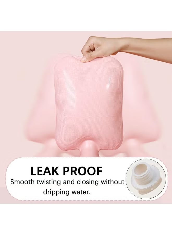 قربة ماء ساخن بغطاء من الصوف الناعم، كيس ماء ساخن للعلاج بالبرودة والحرارة، مناسب للجنسين لتخفيف الآلام، آلام الظهر والرقبة، وآلام الدورة الشهرية. هدية مثالية للنساء والأطفال (لون وردي). - Image 5