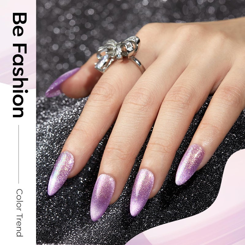modelones Holographic Glitter Cat Eye Gel Nail Polish Kit 6 Colors with Magnet Romantic Rainbow Galaxy Series Pastel Gel Polish Soak Off Led Gel Nail Polish Set Nail Art Gel Manicure Salon DIY Gifts - Image 5