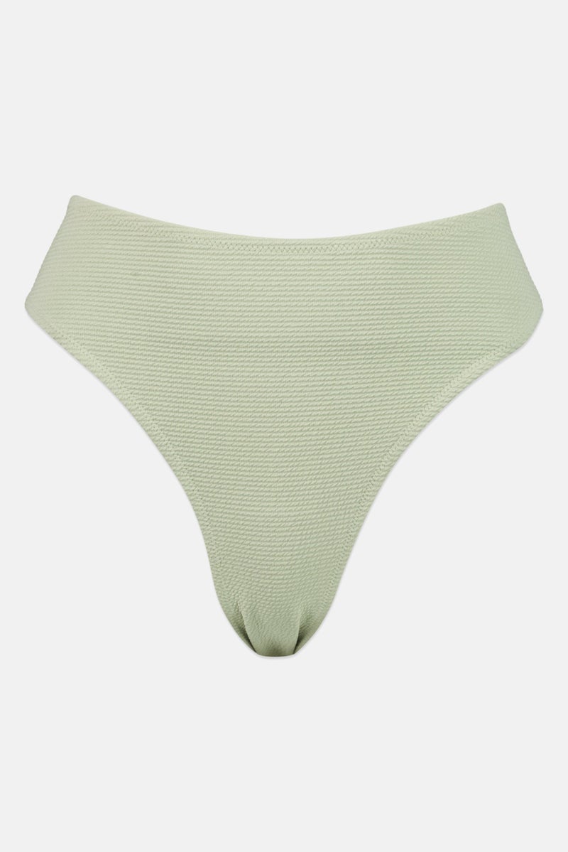 H&M Women Textured Pull On Bikini Bottom, Sage Green  - Image 2