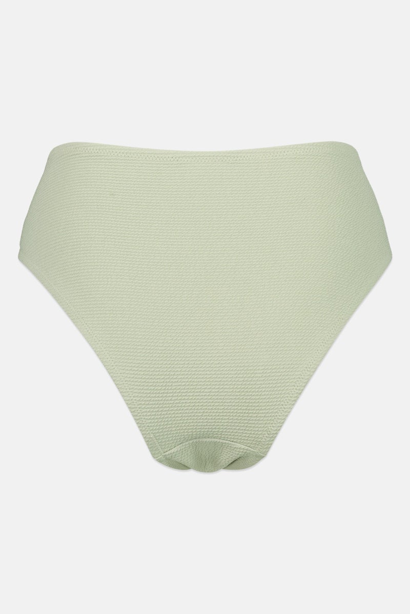 H&M Women Textured Pull On Bikini Bottom, Sage Green  - Image 3