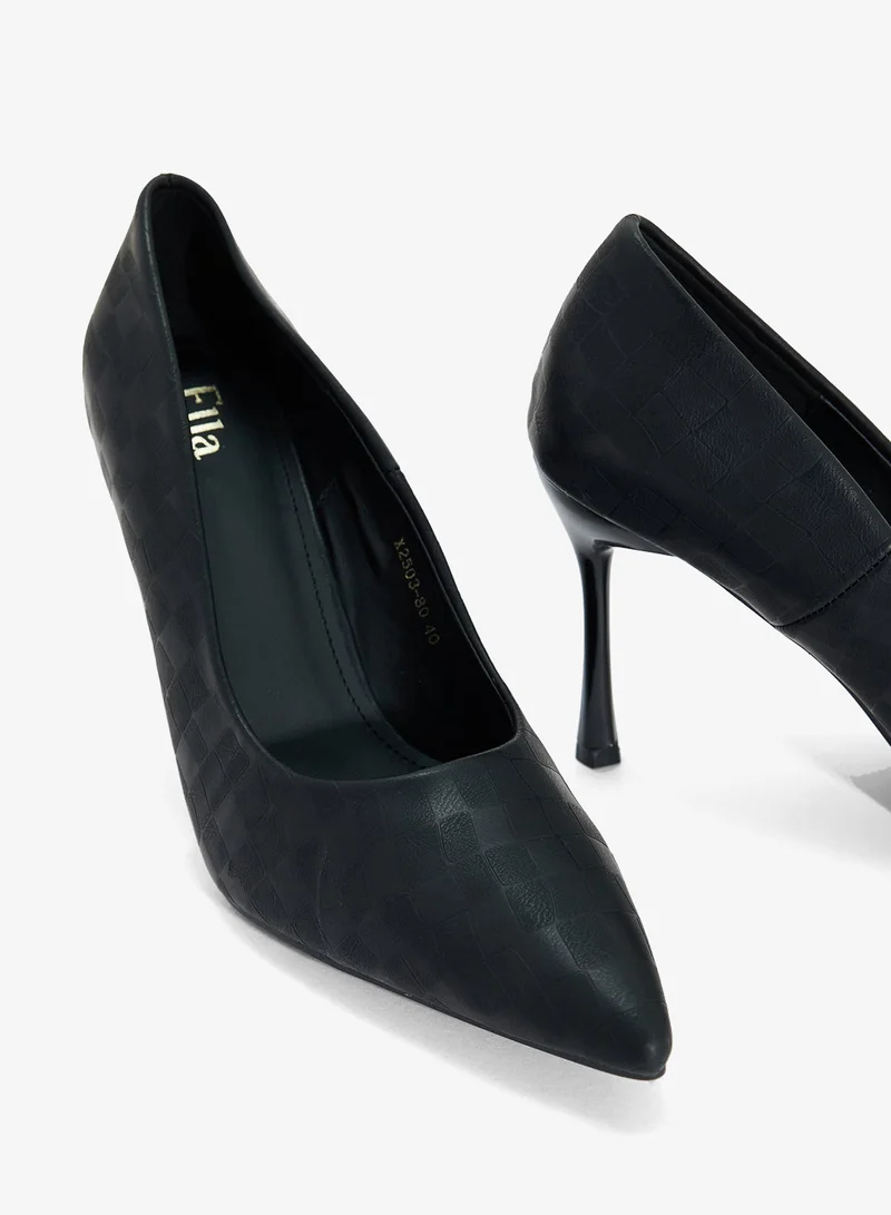 Ella Black Woven High Heeled Pump for Women | Best Price UAE