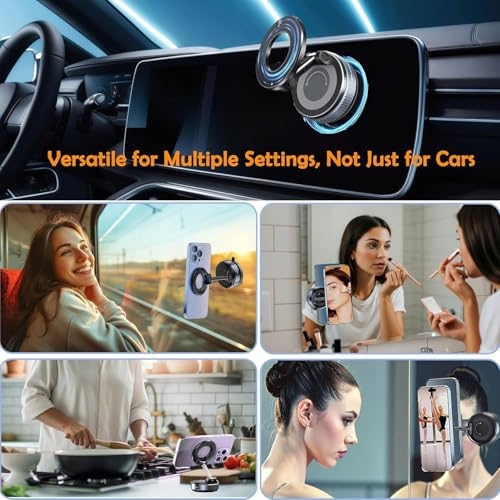 Eliane Universal 360° Vaccum Magnetic Phones Holder, Magnetic Car Phone Mount, Hands-Free Suction Cup Phones Holder for Car/Gym/Mirror/Shower, Car Mount Compatible All Mobile (Extended) - Image 3