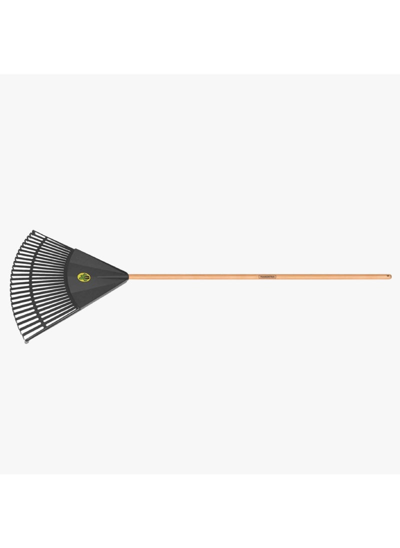 TRAMONTINA - Since 1911,Made in Brazil- 26 Teeth Black Polypropylene Garden Leaf Rake with 120cm Varnished-finish with Wood Handle, - Image 1