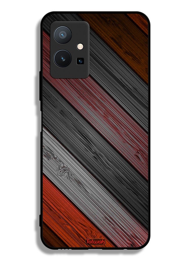 Tolwak Vivo T1 5G Protective Case Cover Colored Wooden Pattern - Image 2