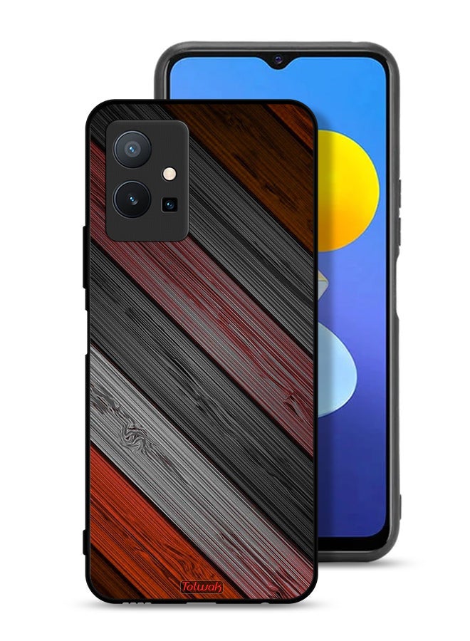 Tolwak Vivo T1 5G Protective Case Cover Colored Wooden Pattern - Image 1